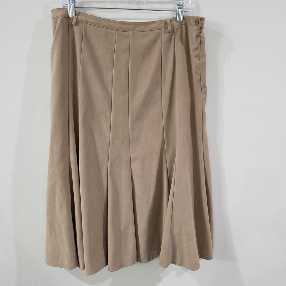 Vintage Y2K Dressbarn Womens Maxi Skirt Size 14 Faux Suede Flare Boho Indie